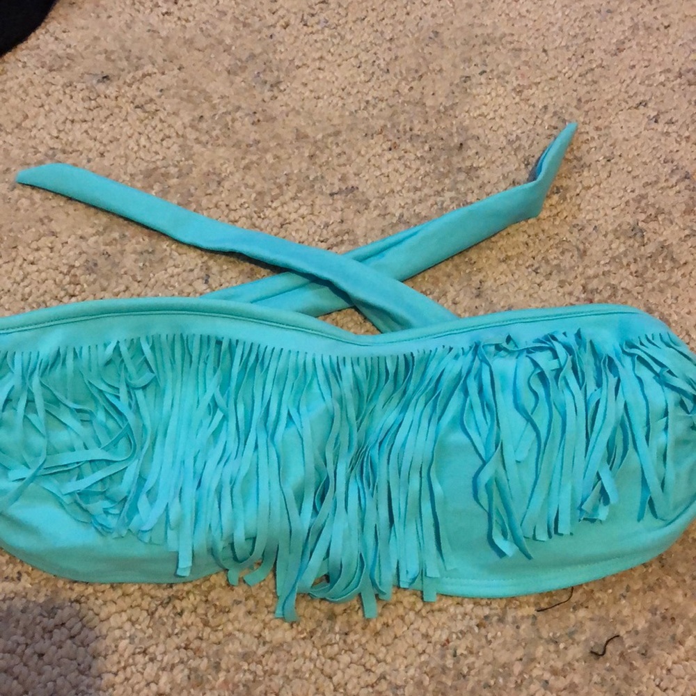 Blue top with fringe